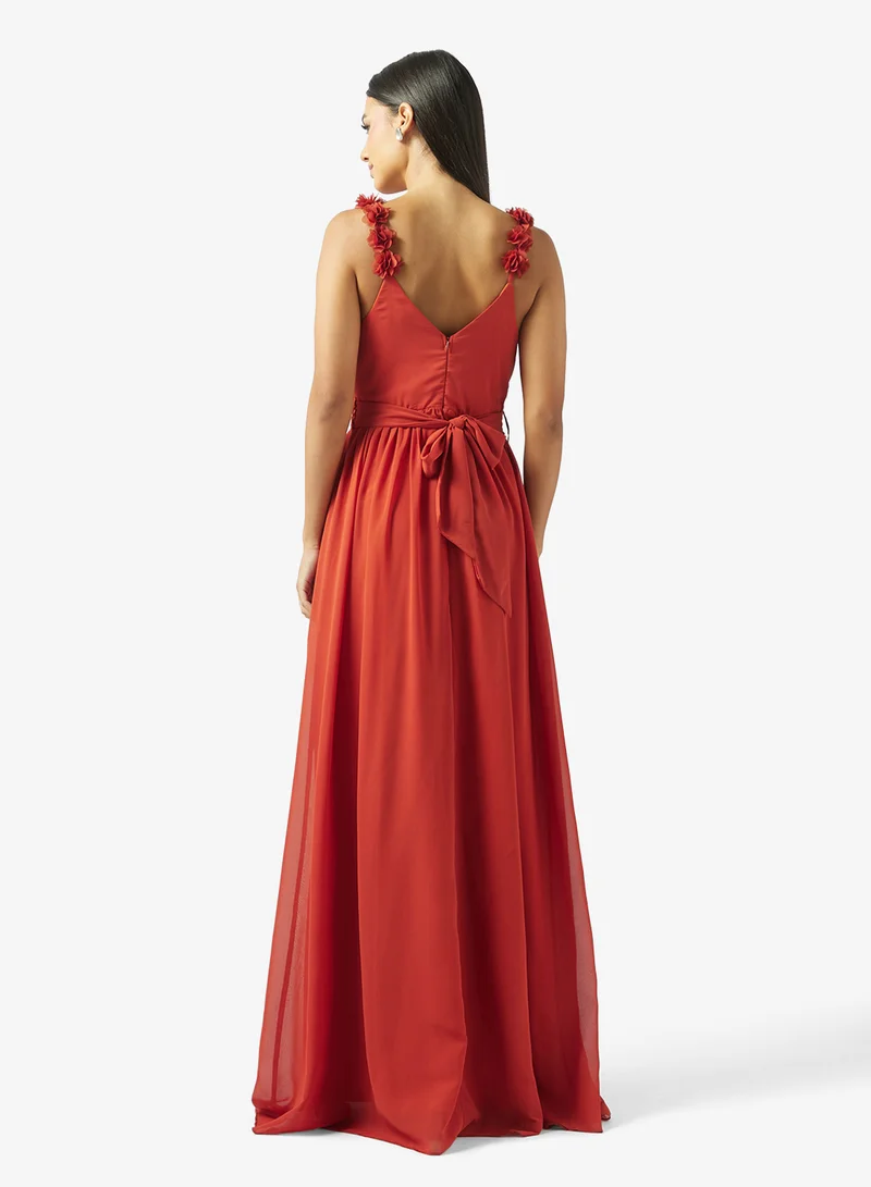 Ella Limited Edition A-line Dress With Floral Shoulder Strap